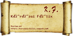 Körözsi Félix névjegykártya